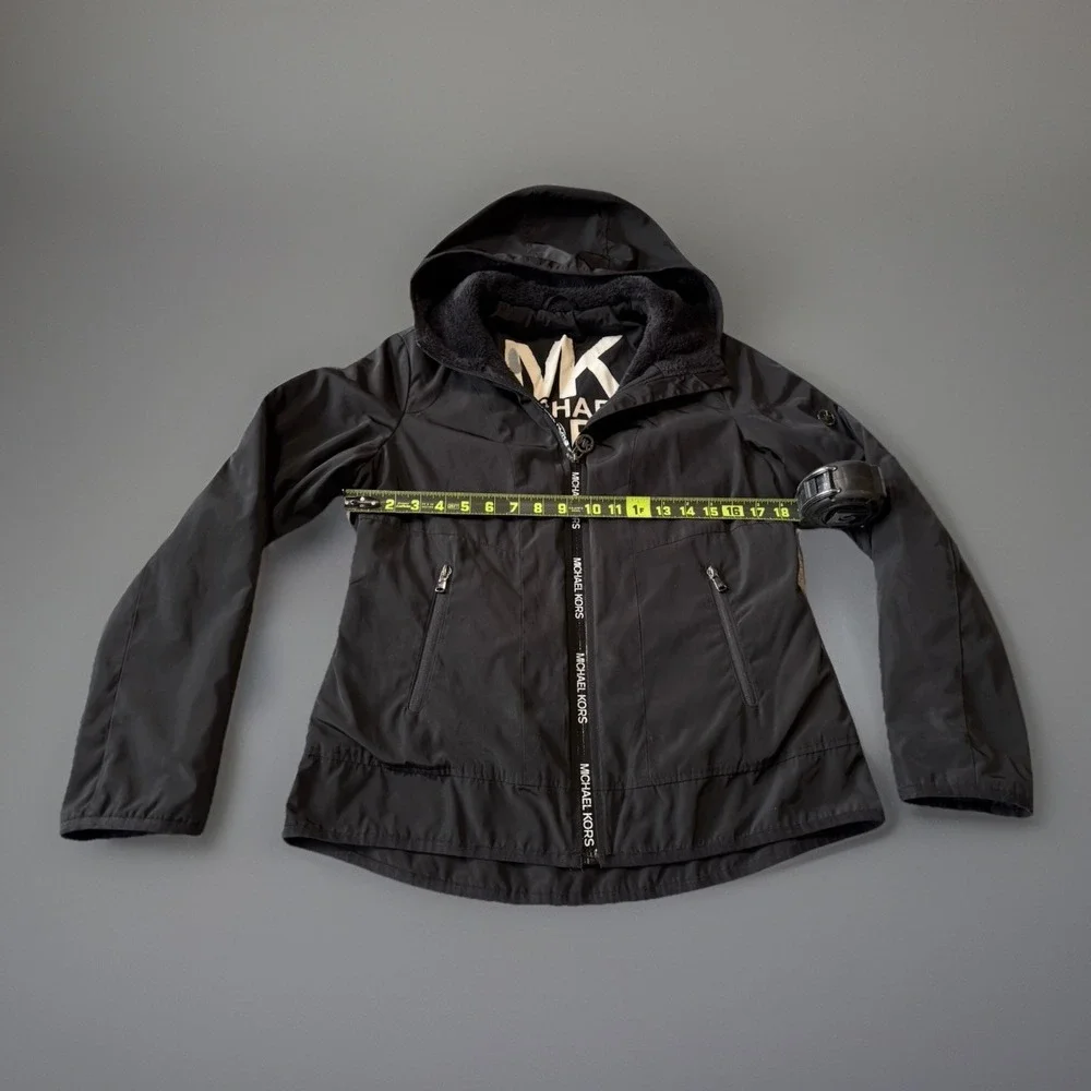 Michael Kors Missy Faux Shearling Lined Jacket Black Womens Size S‎